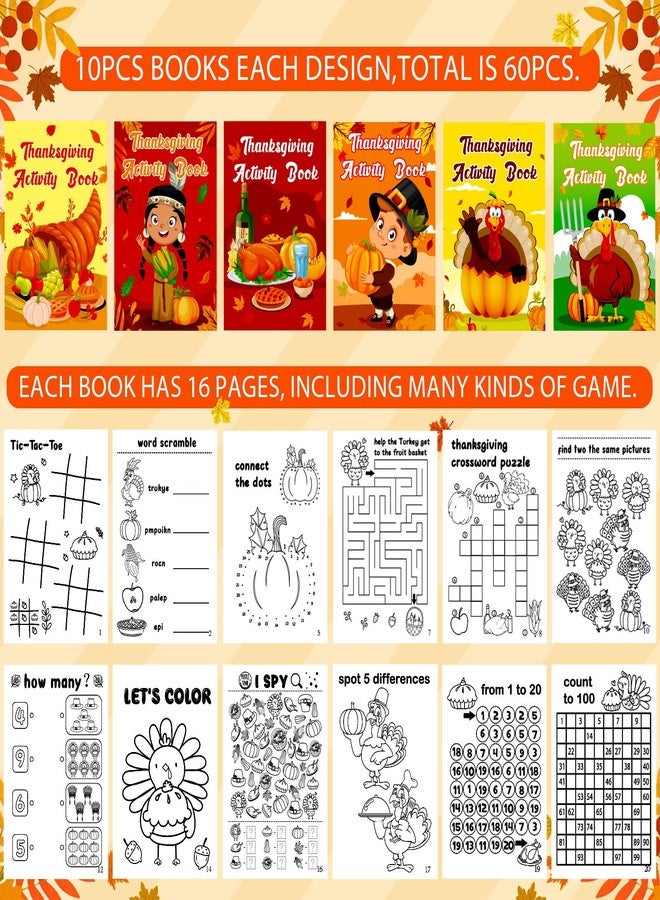 Winrain 60PCS Thanksgiving Activity Books Party Favors for Kids - Fall Games Coloring Maze Book in Bulk, Classroom Activities Crafts Gifts - Image 5